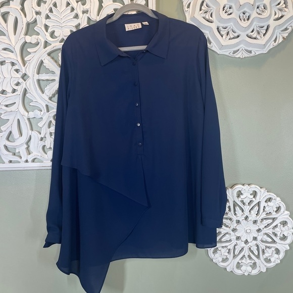 Joan Rivers Navy Blue Classics Collection Tunic Draped Front - Picture 1 of 7